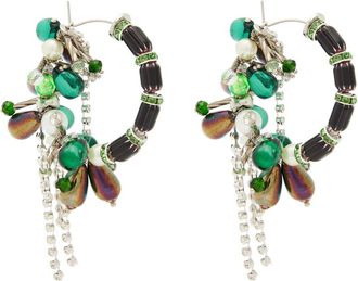 Dries Van Noten Bead-embellished Hoop Earrings - Black - One Size