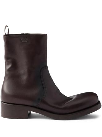 Prada 40mm pull-tab zip boots - Brown