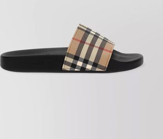 Burberry checkered open toe flat sole sandals