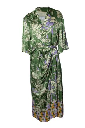 Dries Van Noten Dries van Noten, multi green Dakola wrap dress