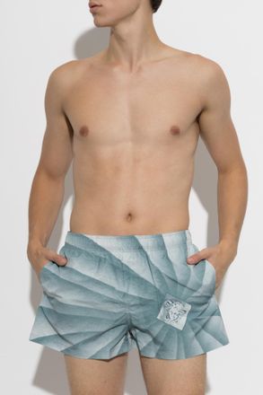 Versace Swim Shorts With The Vortex Print, Mens, Blue