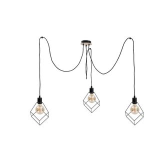 Netlighting Ruben Cluster Pendant Ceiling Light Wood 3x E27 in Black