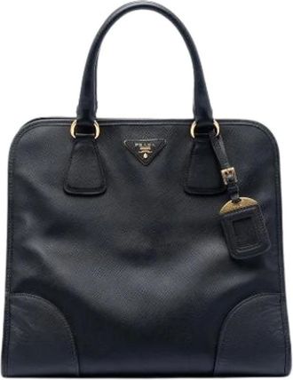 Prada Pre-owned Handbags, female, Black, Size: ONE SIZE Pre-owned Saffiano Satchel