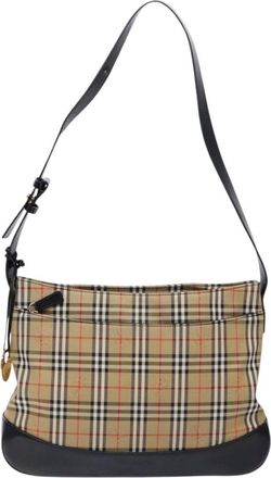 Burberry Nova Check Beige Canvas Shoulder Bag (Pre-Owned)