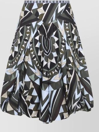 Pucci silk satin a line balloon midi skirt