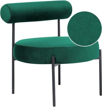 Beliani Beliani - Armless Chair Round Seat Roll Back Vintage Design Velvet Upholstery Emerlad Green Alpha