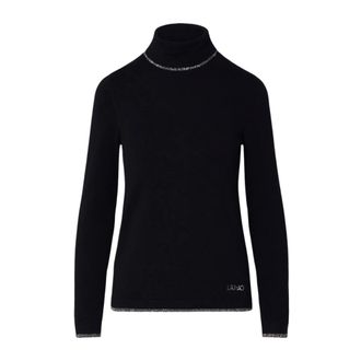 Liu Jo Turtleneck met Lurex-afwerking - Dames - Coltruien - Zwart - L - Polyester - Truien & Vesten