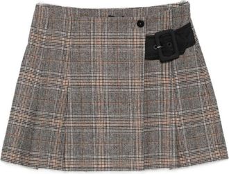 Pinko Beige Plaid Pleated Mini Skirt