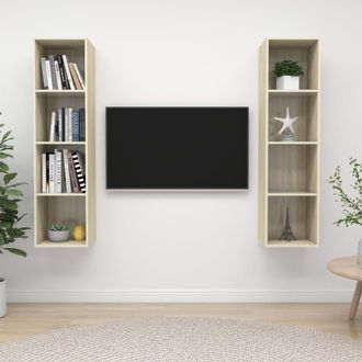 Berkfield Home Wall-mounted TV Cabinets 2 pcs Sonoma Oak Engineered Wood in Brown