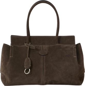 Tod's Su&egrave;de Shopper met Logo-patch - Dames - Handtassen - Bruin - ONE Size - Su&egrave;de - Tassen