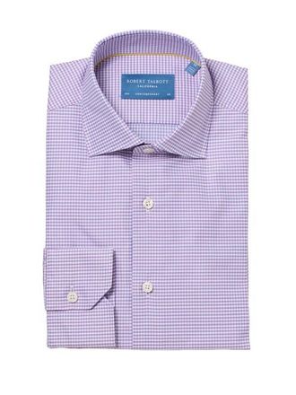 Robert Talbott Reynolds Contemporary Check Twill Shirt in Raspberry at Nordstrom, Size 15