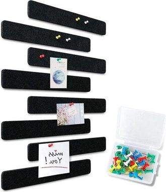 OEM Tablero De Anuncios Autoadhesivo De Fieltro Con Chinchetas, Juego De 8 Tableros De Anuncios, Tiras, Tablero De Anuncios, Negro, Blanco, Gris