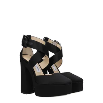 Jimmy Choo London Womens Black Satin Platform Sandals