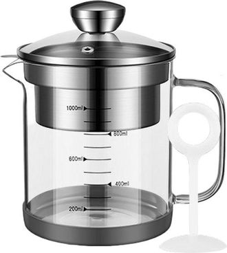 OEM Colador De Yogur De Vidrio Borosilicato Transparente De 1 L, Colador Para Leche Vegetal Con Escala Y Tapa