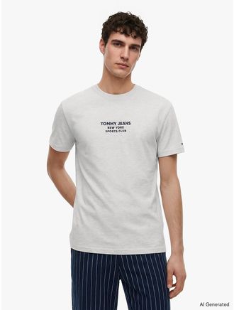 Tommy Hilfiger Mens Tommy Jeans Sports Club Logo T-Shirt - Grey - XL