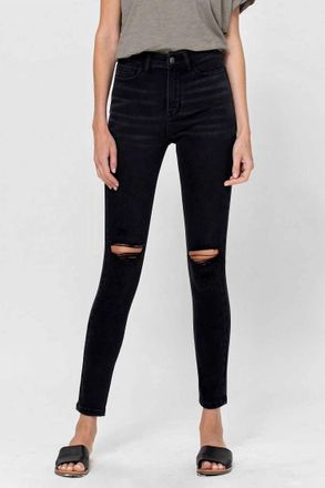 Flying Monkey High Rise Skinny Stretch Jeans In Black