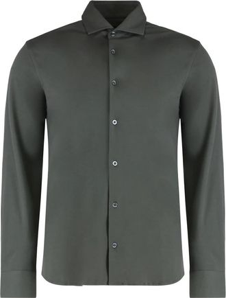 Moorer Sorrento Shirt - Heren - Casual Overhemden - Groen - M - Katoen - Overhemden