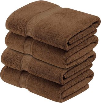 Superior Set Of 4 Egyptian Cotton Plush Heavyweight Absorbent Luxury Soft Bath Towels