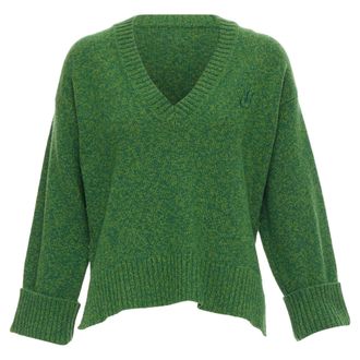 Ganni Ganni Recycled Wool Blend Vneck Cropped Sweater Top