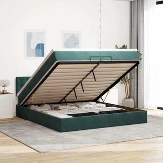 vidaXL Estructura De Cama Otomana Con Colch&oacute;n Verde Oscuro 200x200 Cm Vidaxl