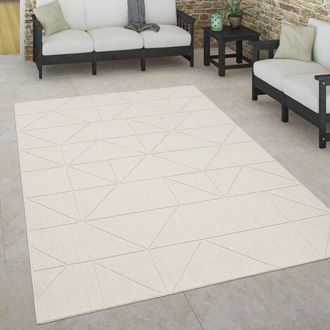 Paco Home Paco Home - Alfombra Interior Exterior Terraza Balc&oacute;n Intemperie Estilo Escandinavo 160x230 Cm, Crema