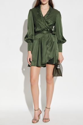 Zimmermann Silk Wrap Dress, Womens, Green