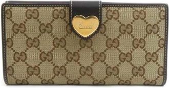 Gucci Pre-owned Wallets, female, Brown, Size: ONE SIZE Pre-owned Canvas wallets