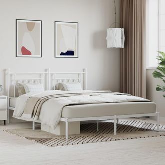 Berkfield Home Metal Bed Frame with Headboard White 183x213 cm