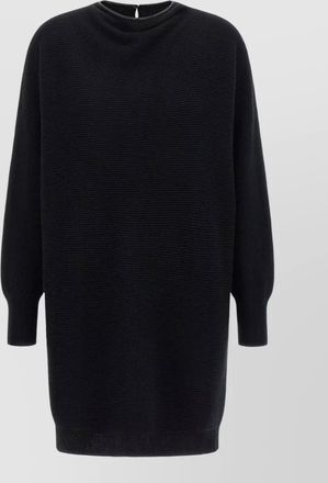 Brunello Cucinelli wool cashmere silk ribbed knit oversized mini dress