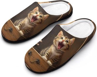 Generic Funny Cat in A Box Rat Womens Slippers Warm House Slippers Indoor House Shoes with Anti-Skid Rubber Sole
