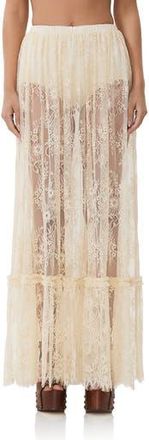 AFRM Allegra Sheer Lace Maxi Skirt in Birch Lace at Nordstrom Rack, Size X-Small