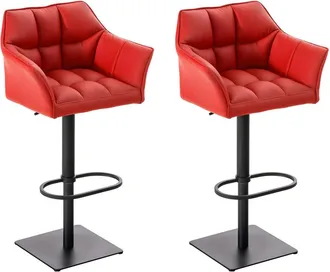 Clp Clp - Set 2 Sgabelli Alti Bar Damaso In Similpelle Rosso Nero