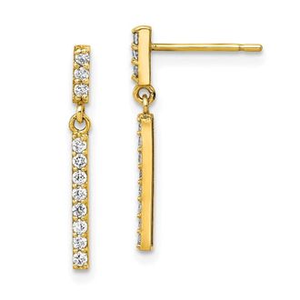 Diamond2Deal 10K Yellow Gold Round Cubic Zirconia Drop Dangle Earrings