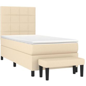 vidaXL Vidaxl - Cama Box Spring Con Colch&oacute;n Tela Color Crema 80x200 Cm