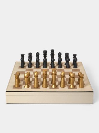 Pinetti Leather Chess and Checkers Set