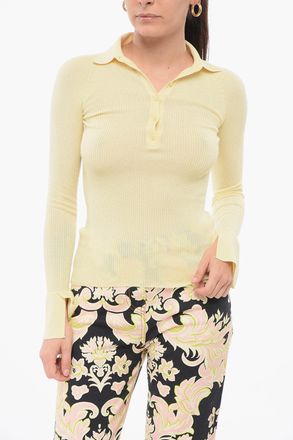 SA SU PHI Maglia in Misto Cashmere a Costine con Collo a Polo Sa Su Phi