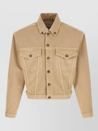 Entire studios cropped denim jacket adjustable cuffs pockets collar