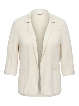 Only Carmakoma Longblazer ONLY CARMAKOMA CARSIESTA 3/4 OPEN LIN BL BLAZE TLR NOOS, Damen, Gr. 42, moonbeam, Web, Obermaterial: 80% Viskose, 20% Leinen, unifarben, re