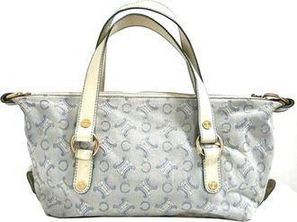 Celine Light Blue White Canvas Tote Bag (Pre-Owned)
