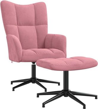 vidaXL Sill&oacute;n De Relax Con Taburete Terciopelo Rosa Vidaxl