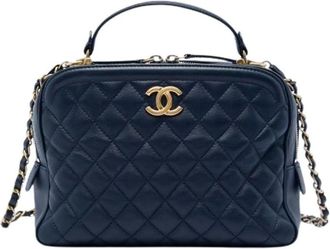 Chanel Pre-owned Vintage Satchel - Dames - Vintage Handtas - Blauw - ONE Size - Leer - Vintage