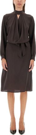 Kiton Womens Silk Dress - Dark Brown - Size EU 42 (Womens)