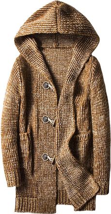 Generic Mens Cardigan with Buttons Cardigan, Knitted Sweat Jacket Without Hood, Pullover Jacket Plain Fleece Jacket Lightweight Thin Knitted Fleece Jacket War