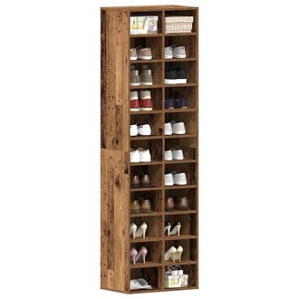 Berkfield Home Shoe Cabinet Old Wood 54x34x183 cm Engineered Wood in Brown | Size: 54 x 34 x 183 cm