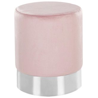 Beliani Beliani - Puf De Terciopelo Rosa Pastel Plateado 36 X 44 Cm Reposapi&eacute;s Glamour Brigitte