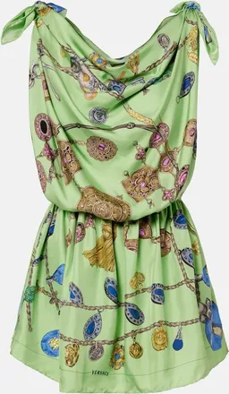 Versace Printed silk twill minidress