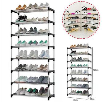 Trade Shop Trade Shop - Scarpiera Scaffale Multiuso 8 Ripiani In Metallo Salvaspazio 123x30x60cm