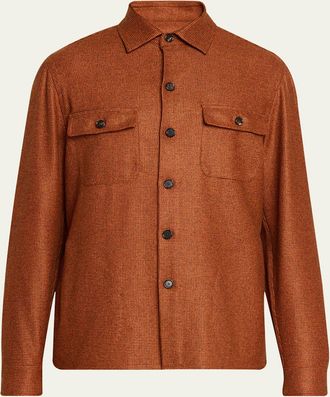 Cesare Attolini Mens Cashmere Pied de Poule Overshirt