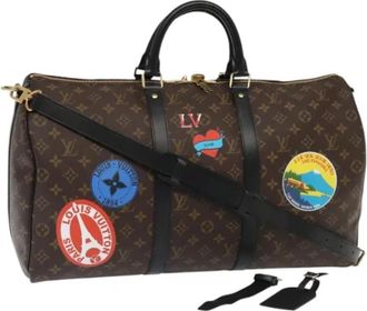 Louis Vuitton Tweedehands Canvas Louis Vuitton tassen - Dames - Vintage Weekendtas - Bruin - ONE Size - Vintage