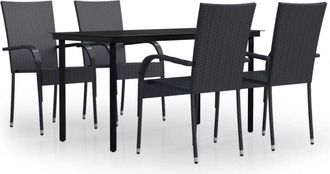 vidaXL Juego De Comedor De Jard&iacute;n 5 Piezas Negro Vidaxl